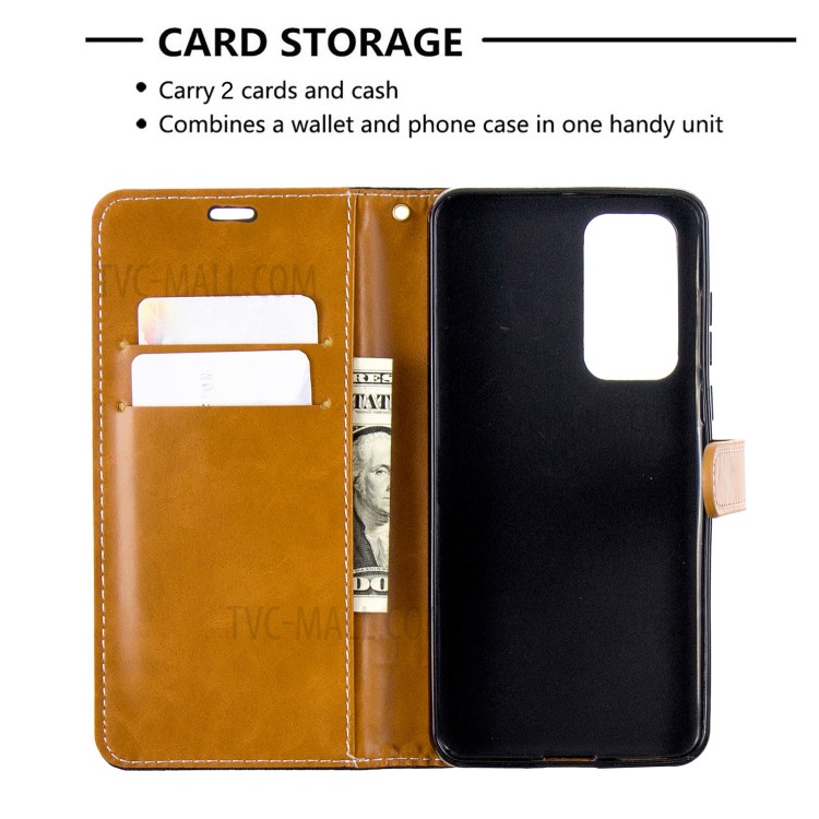 Caso Jeans Di Colore In Pelle Panno Portafoglio Assortiti Per P40 Huawei - Nero-6