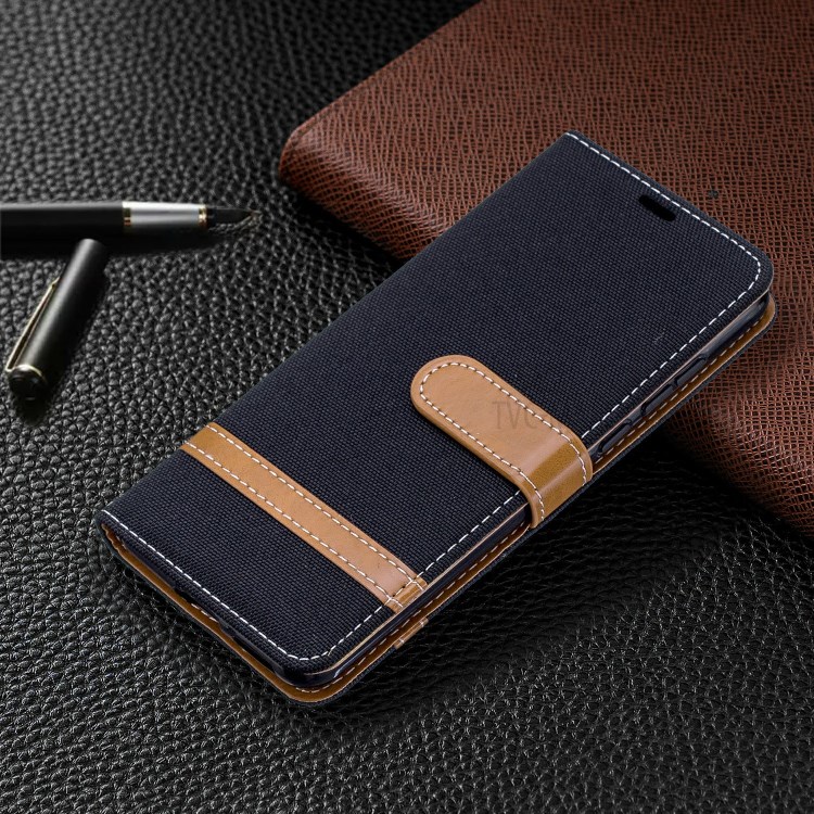 Assorted Color Jeans Cloth Leather Wallet Case for Huawei P40 - Black-7