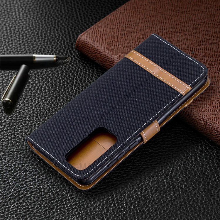 Assorted Color Jeans Cloth Leather Wallet Case for Huawei P40 - Black-8