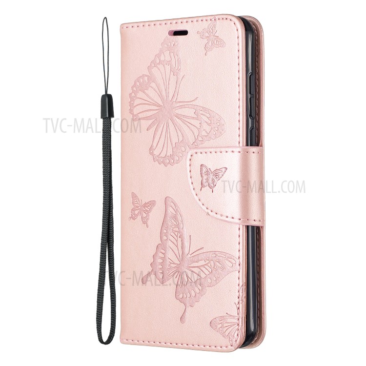 Caso Del Basamento Del Cuoio Del Raccoglitore Della Farfalla Impronta Per P40 Huawei - Oro Rosa-2