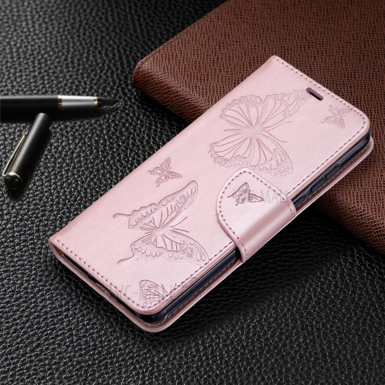 Caso Del Basamento Del Cuoio Del Raccoglitore Della Farfalla Impronta Per P40 Huawei - Oro Rosa-7