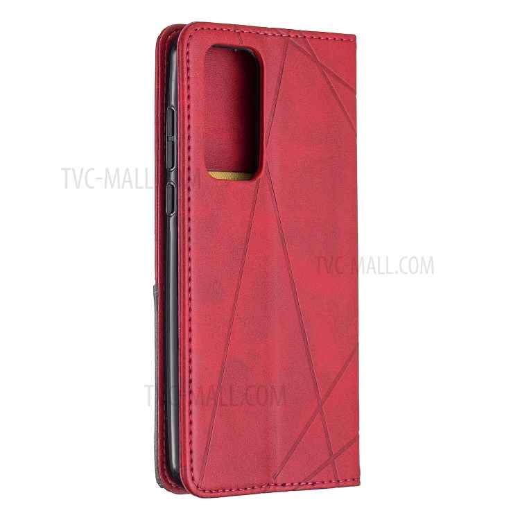 Cassa Protettiva Del Telefono Geometrico Cuoio Del Modello Supporto Di Carta Per P40 Huawei - Rosso-3