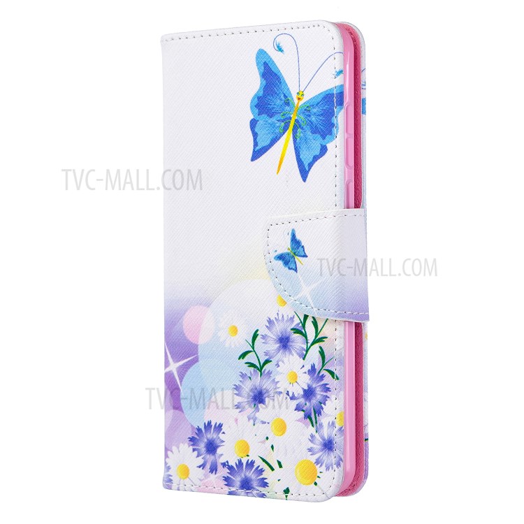 Pattern Printing Wallet Flip Leather Case for Huawei P40 - Butterflies and Flowers-2