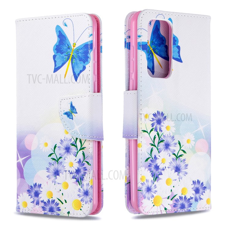 Pattern Printing Wallet Flip Leather Case for Huawei P40 - Butterflies and Flowers-4