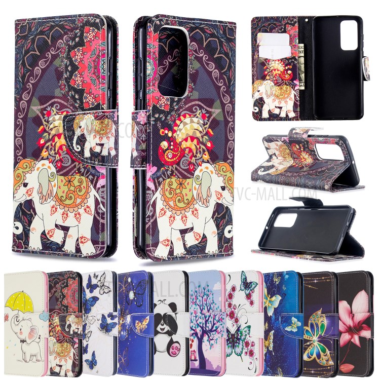 Pattern Printing Wallet Leather Case Phone Cover for Huawei P40 - Elephant-9