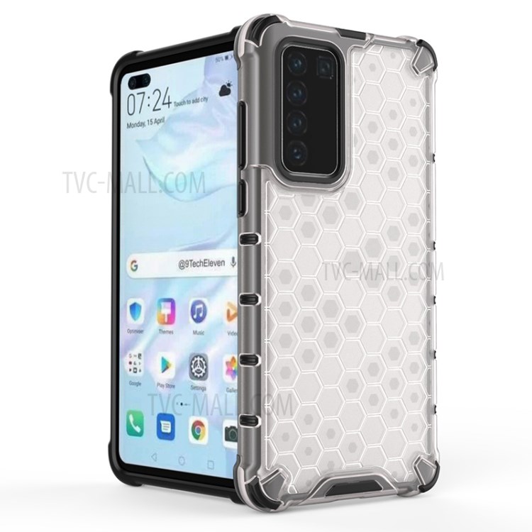 Honeycomb Surface Shock-proof TPU + PC Phone Case for Huawei P40 - White-2