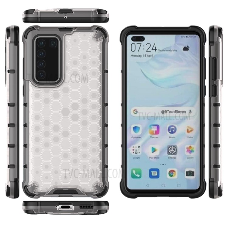 Honeycomb Surface Shock-proof TPU + PC Phone Case for Huawei P40 - White-4