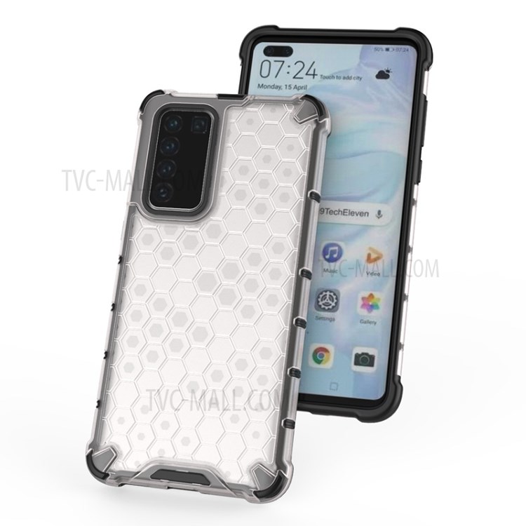 Honeycomb Surface Shock-proof TPU + PC Phone Case for Huawei P40 - White-6