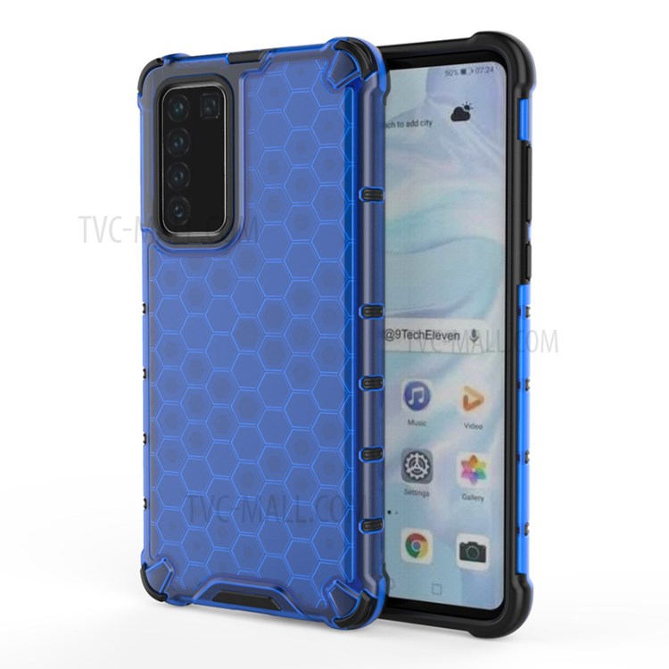 Honeycomb Surface Shock-proof TPU + PC Phone Case for Huawei P40 - Blue-1