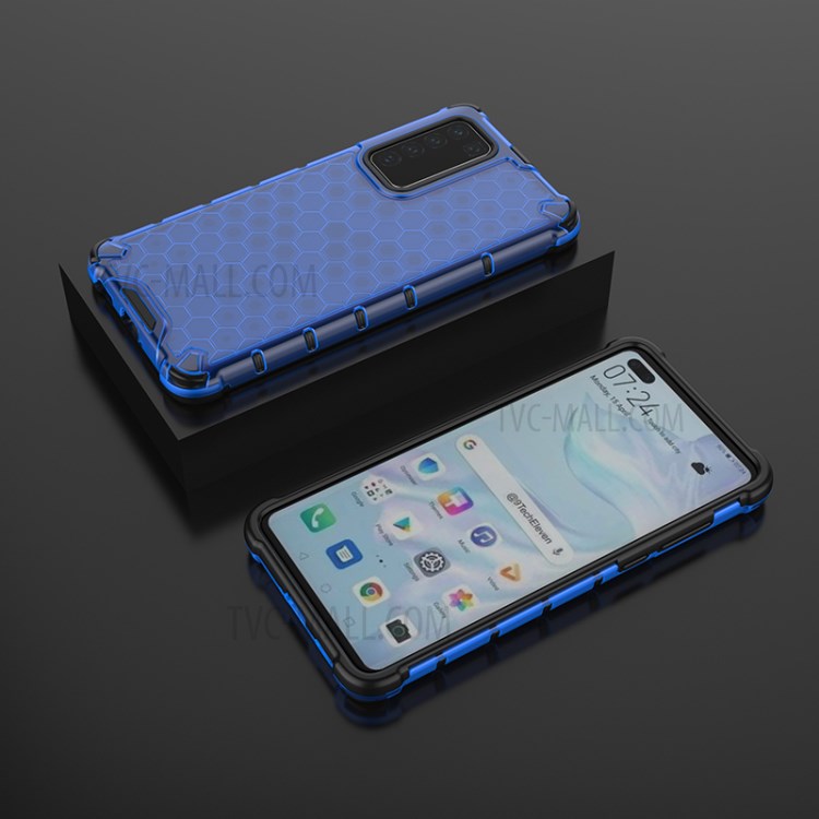 Honeycomb Surface Shock-proof TPU + PC Phone Case for Huawei P40 - Blue-3