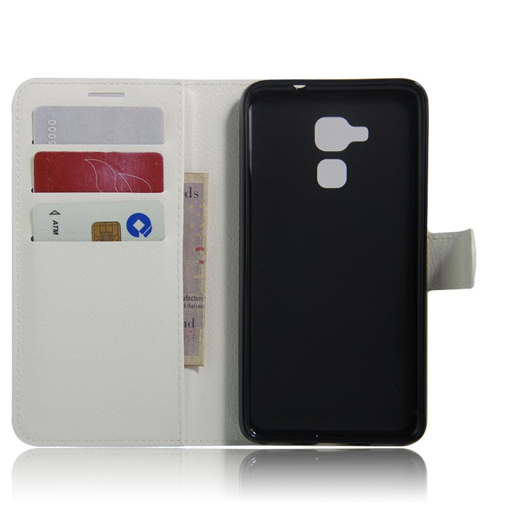 Litchi Skin Leather Wallet Cover for Huawei Honor 5c / GT3 - White-3
