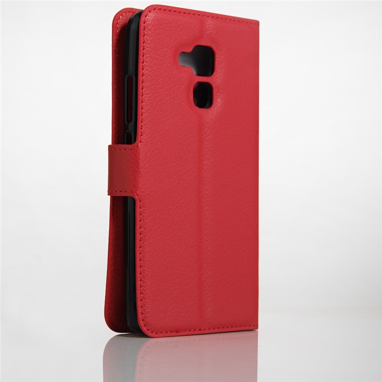 Litchi Skin Leather Wallet Case Cover for Huawei Honor 5c / GT3 - Red-2