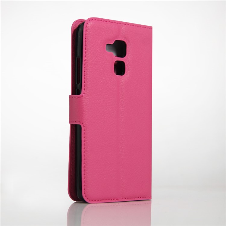 Litchi Skin Leather Wallet Cover Case for Huawei Honor 5c / GT3 - Rose-2