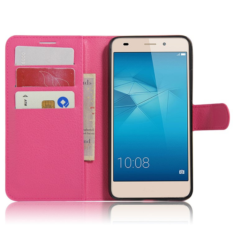Litchi Skin Leather Wallet Cover Case for Huawei Honor 5c / GT3 - Rose-4