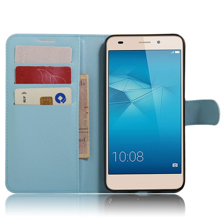 Litchi Skin Leather Stand Case with Card Slots for Huawei Honor 5c / GT3 - Baby Blue-3