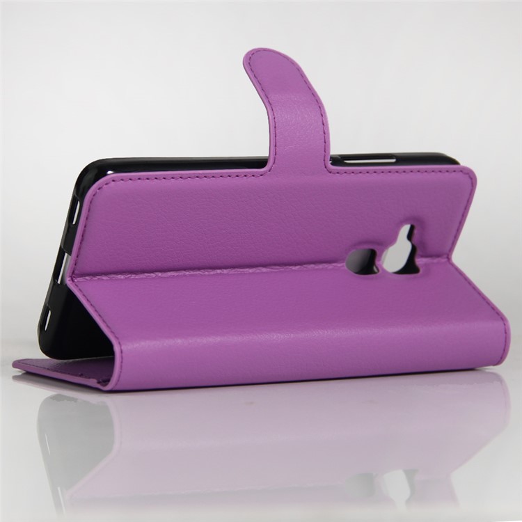 Litchi Skin Leather Stand Cover with Card Slots for Huawei Honor 5c / GT3 - Purple-5