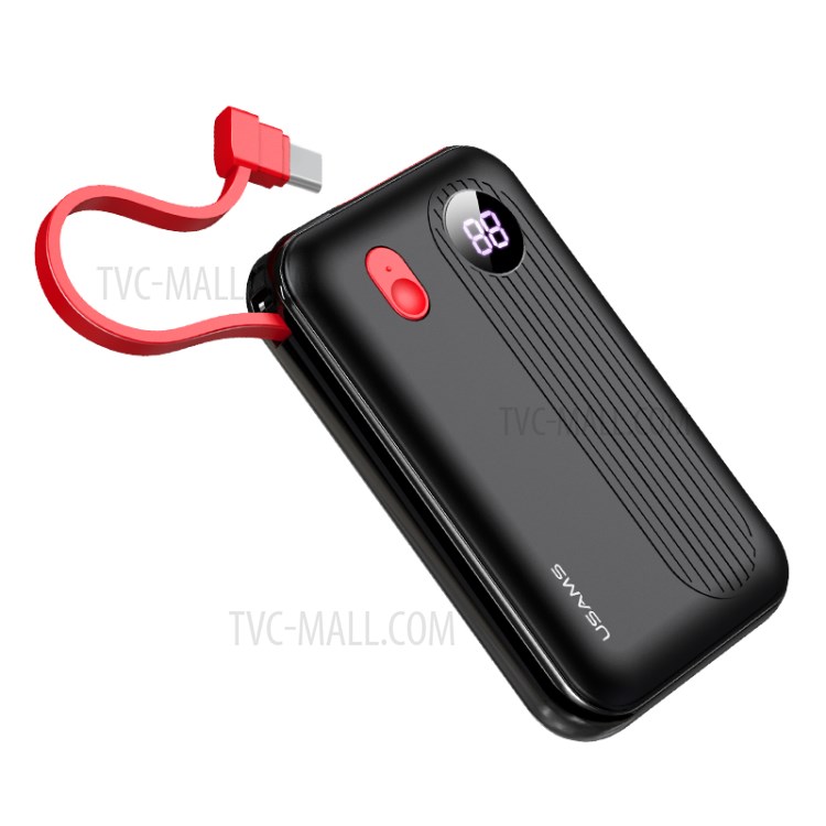 USAMS US-CD128 PB49 USB 10000mAh Portable Power Bank with Type-C Cable-4