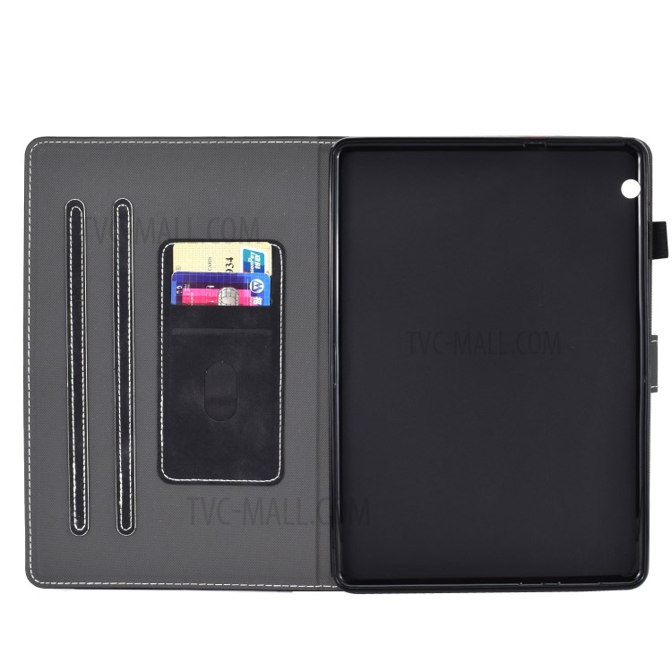 Imprint Elephant Card Slots Leather Stand Tablet Protective Case for Huawei MediaPad T5 10 - Black-4