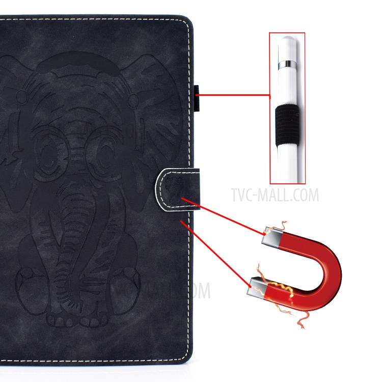 Imprint Elephant Card Slots Leather Stand Tablet Cover for Huawei MediaPad T3 10 - Black-2