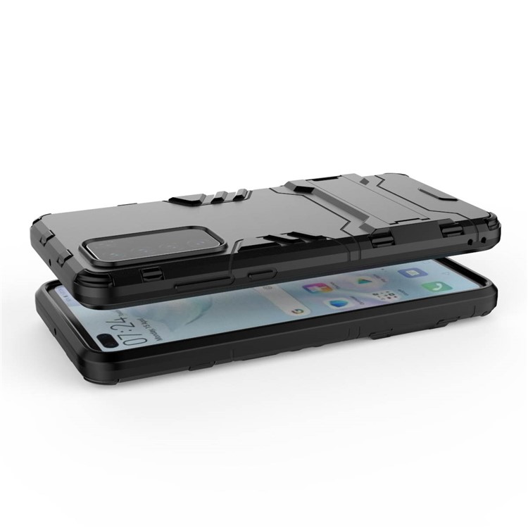2-в-1 Пластик + ТПУ Телефон Оболочки С Kickstand Крышкой Для HUAWEI P40 - Черный-3