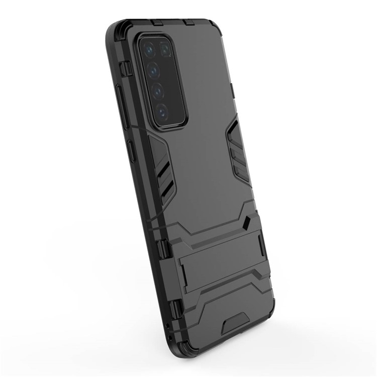 2-in-1-kunststoff + Tpu-telefonschale Mit Kickstandabdeckung Für Huawei P40 - Schwarz