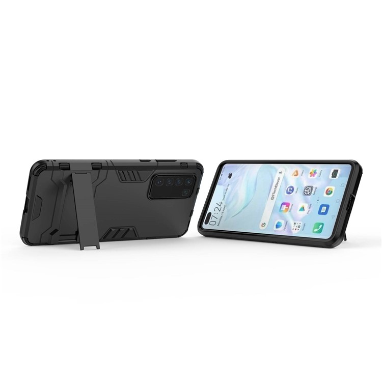 2-в-1 Пластик + ТПУ Телефон Оболочки С Kickstand Крышкой Для HUAWEI P40 - Черный-6