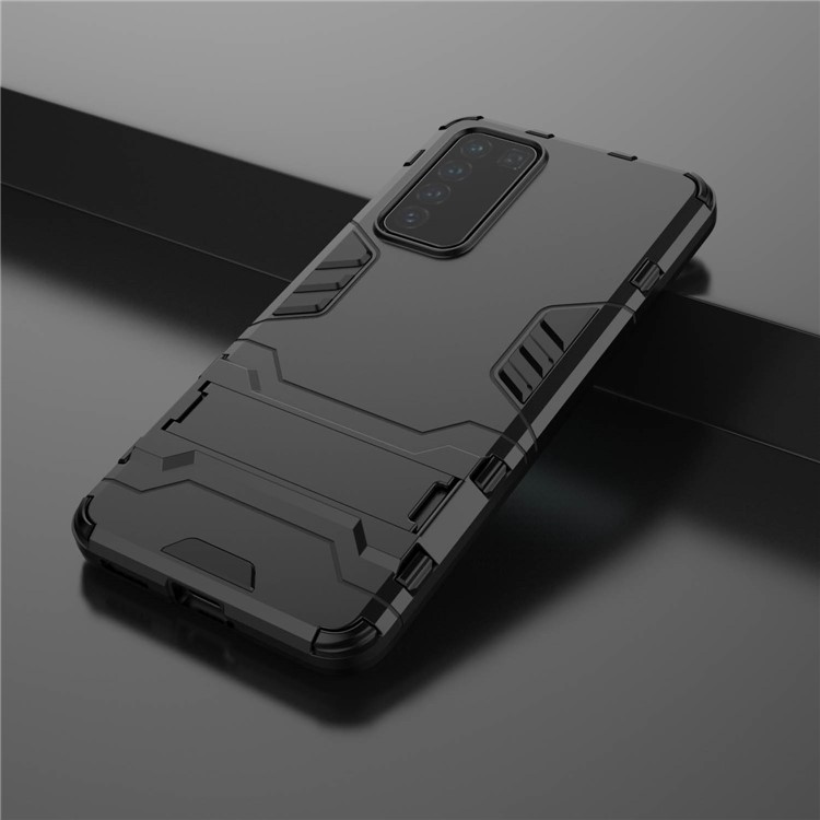 Plastique 2-en-1 + Coquille de Téléphone TPU Avec Couvercle de la Kickstand Pour Huawei P40 - le Noir