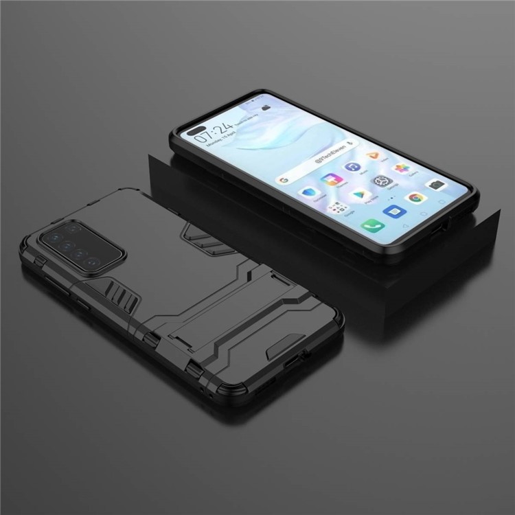 Plastique 2-en-1 + Coquille de Téléphone TPU Avec Couvercle de la Kickstand Pour Huawei P40 - le Noir