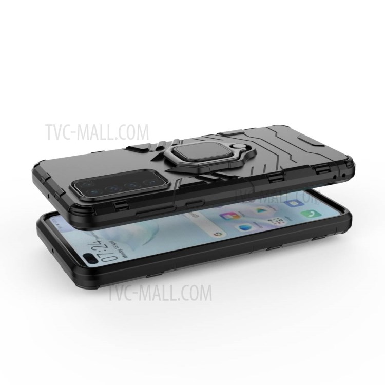 Cool Guard Ring Holder PC TPU Combo Cover for Huawei P40 - Black-3