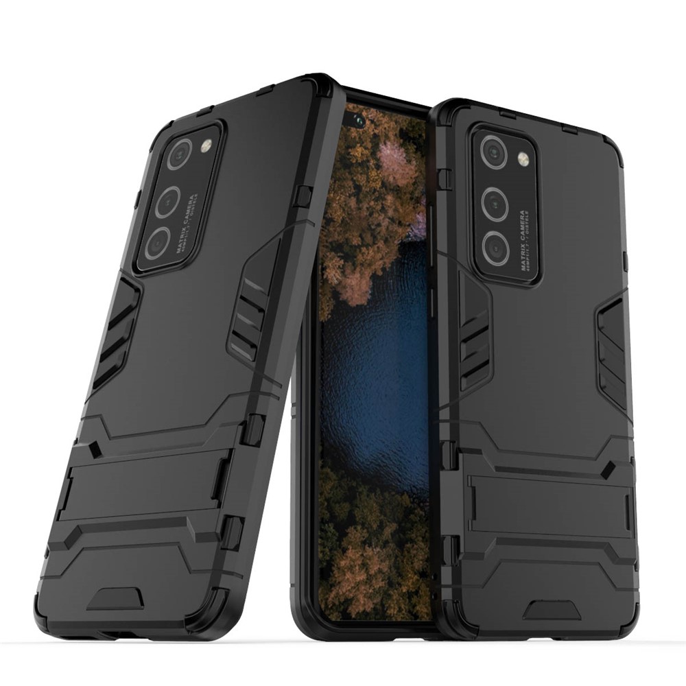 2-in-1 Cubierta De Plástico + TPU Pie De Apoyo Cáscara Del Teléfono Para Pro P40 Huawei - Negro-1