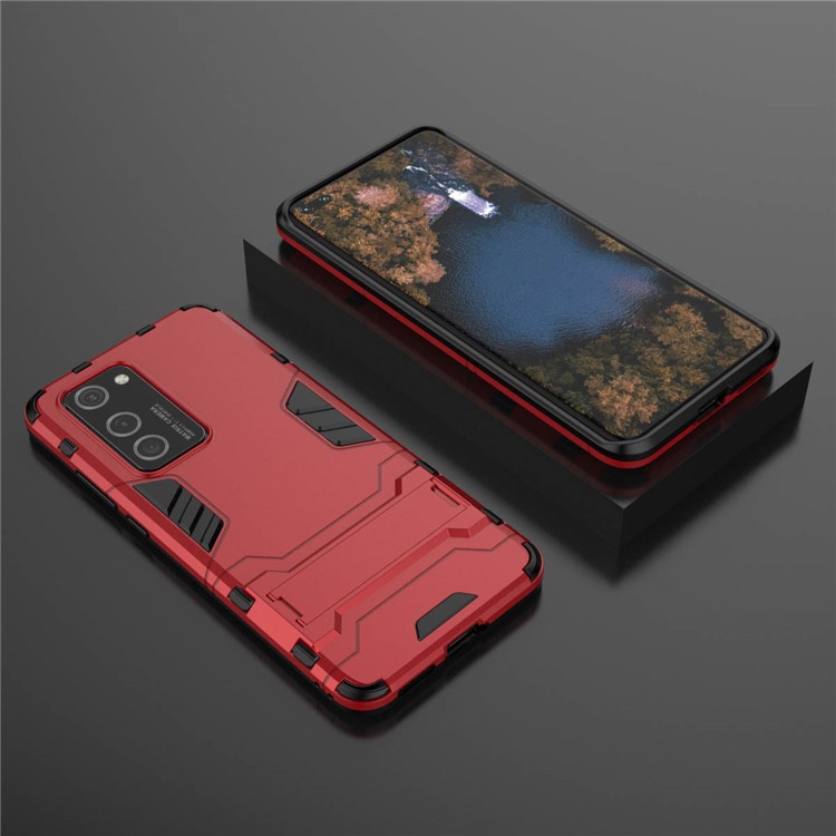 2-in-1 Plastic + TPU Kickstand Phone Shell Cover for Huawei P40 Pro - Red-2