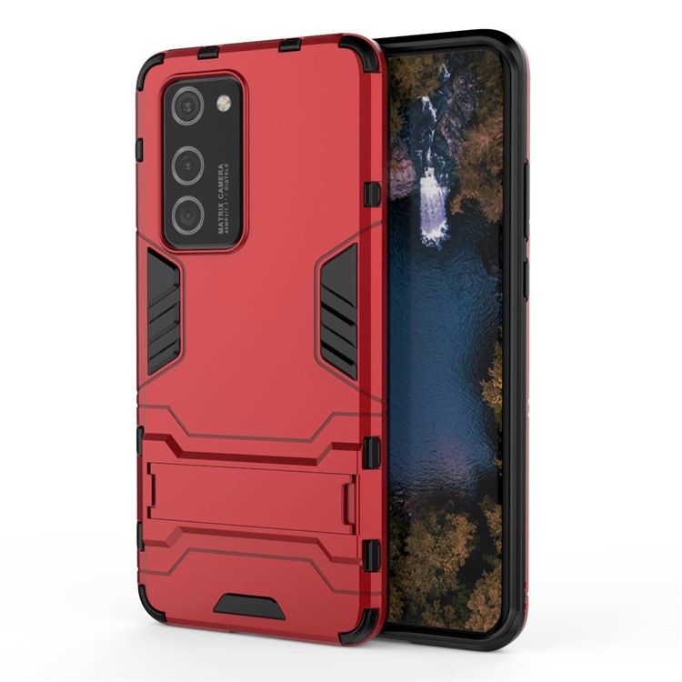 2-in-1 Plastic + TPU Kickstand Phone Shell Cover for Huawei P40 Pro - Red-3