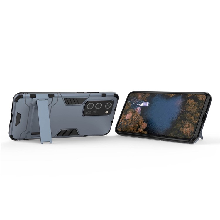 2-em 1 Plástico + Tpu Kickstand Telefone Capa Para Huawei P40 Pro - Azul Escuro-3