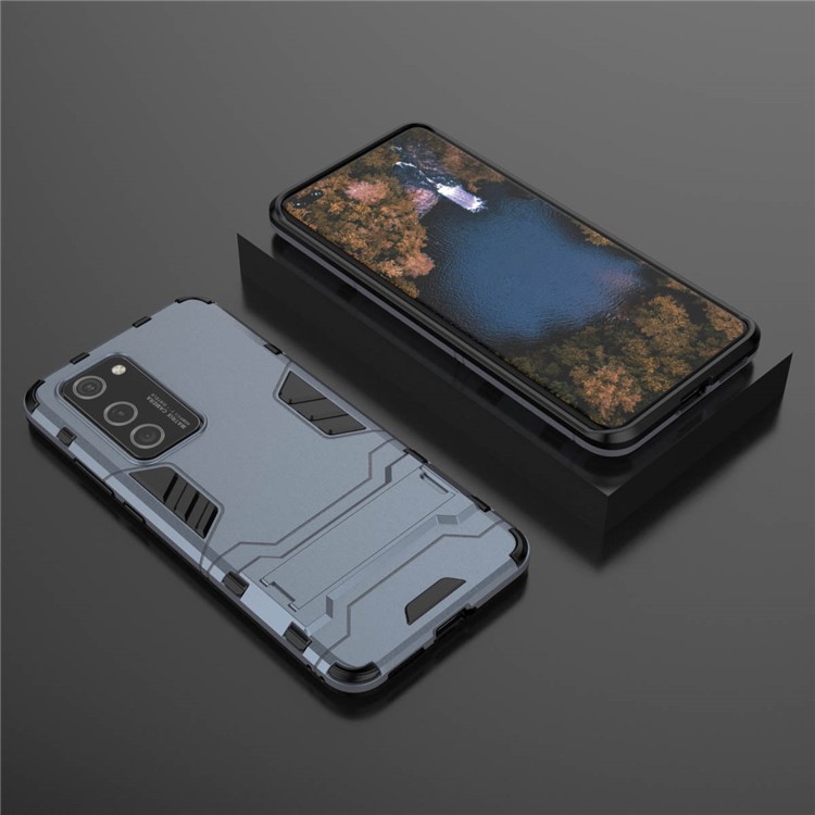 2-in-1 Plastic + TPU Kickstand Phone Shell Cover for Huawei P40 Pro - Dark Blue-4