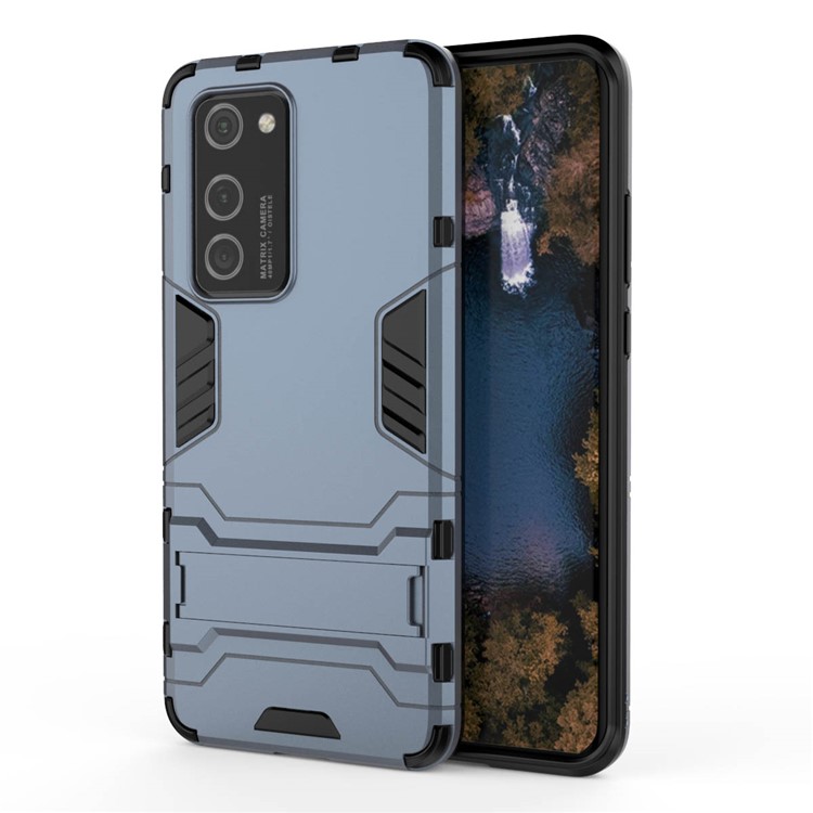 2-in-1 Plastic + TPU Kickstand Phone Shell Cover for Huawei P40 Pro - Dark Blue-5