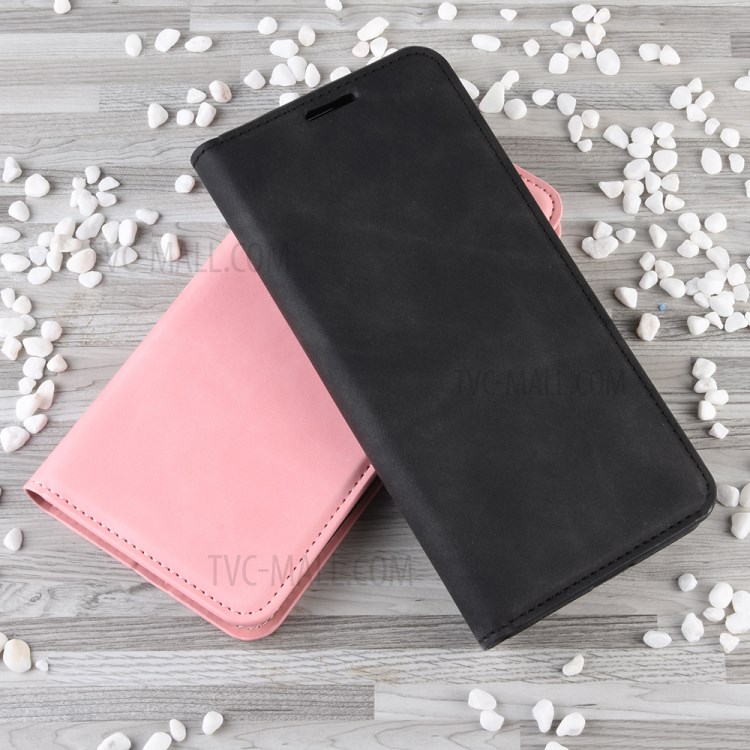 Silky Touch Auto-absorbed Flip Leather Wallet Shell Cover for Huawei P40 - Black-9