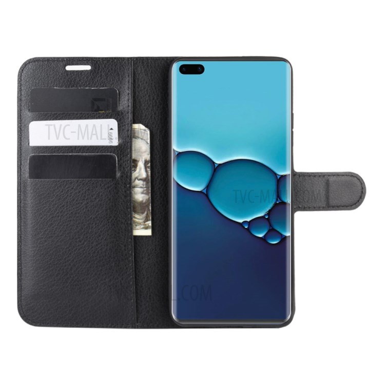 Litchi Texture Wallet Stand Leather Protector Cover for Huawei P40 - Black-4