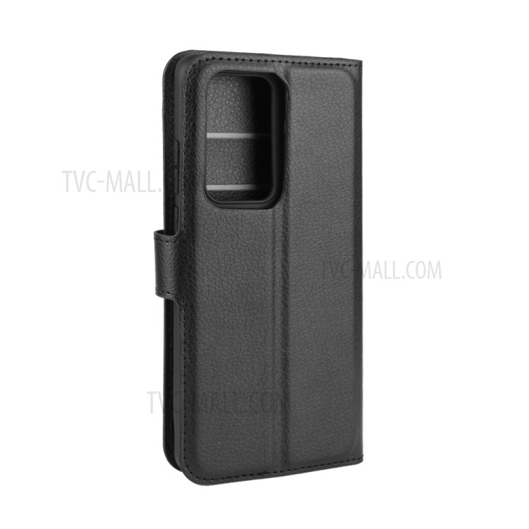 Litchi Texture Wallet Stand Leather Protector Cover for Huawei P40 - Black-6