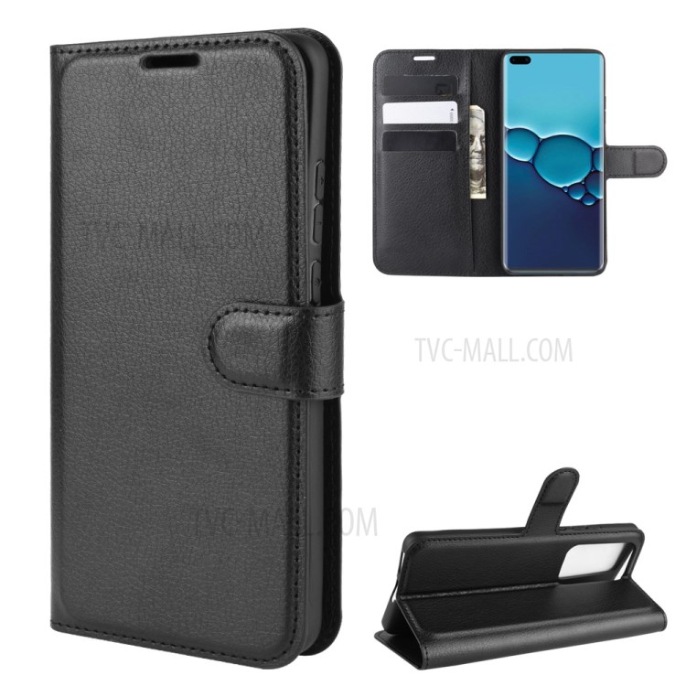 Litchi Texture Wallet Stand Leather Protector Cover for Huawei P40 - Black-7