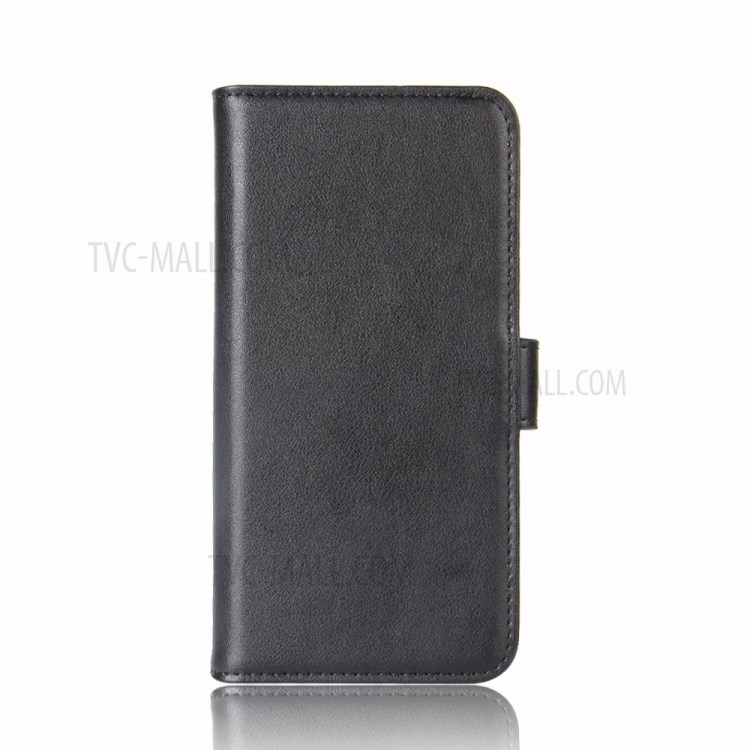 Genuine Split Leather Wallet Stand Phone Protective Shell for Huawei P40 - Black-3