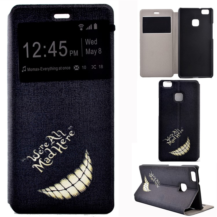 Fragrant Window Leather Stand Cover for Huawei P9 Lite/G9 Lite - Smiling Teeth and Quote-1