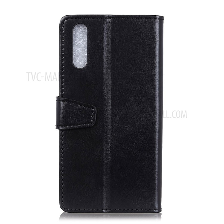 Crazy Horse Surface Leather with Wallet Stand Phone Case for Huawei Enjoy 10e - Black-10