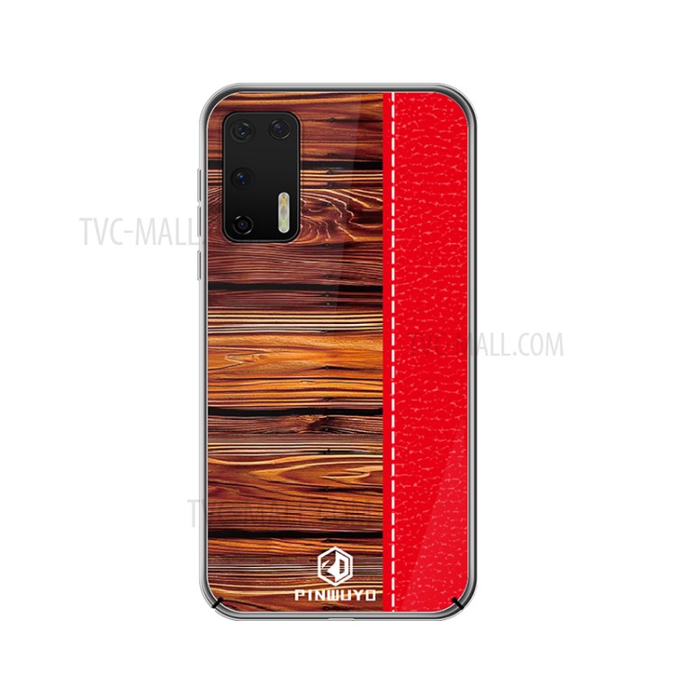 PINWUYO Pin Dun Series Wood Grain Hard PC Phone Cover for Huawei P40 - Red-2