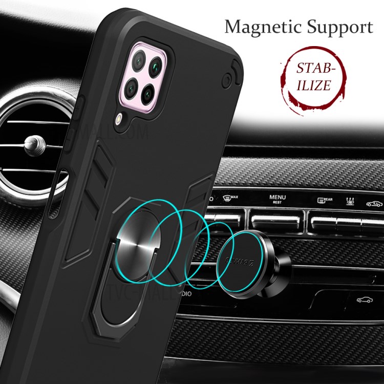 Rotatable Kickstand Detachable 2-in-1 Plastic + TPU Hybrid Back Case for Huawei nova 6 SE - Black-11