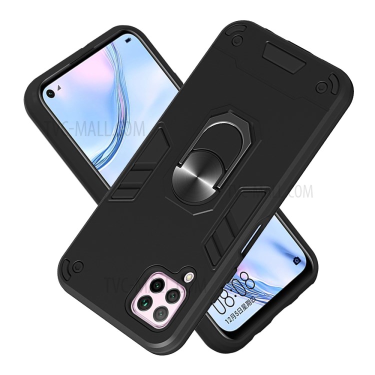 Rotatable Kickstand Detachable 2-in-1 Plastic + TPU Hybrid Back Case for Huawei nova 6 SE - Black-2