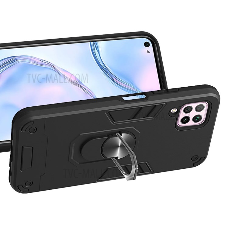 Rotatable Kickstand Detachable 2-in-1 Plastic + TPU Hybrid Back Case for Huawei nova 6 SE - Black-3