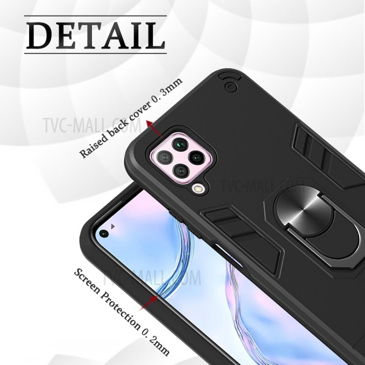 Rotatable Kickstand Detachable 2-in-1 Plastic + TPU Hybrid Back Case for Huawei nova 6 SE - Black-7