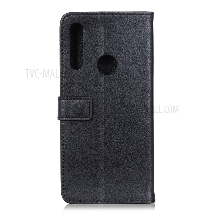 Litchi Grain Leather Wallet Stand Phone Cover for Huawei Y7p/P40 Lite E - Black-3