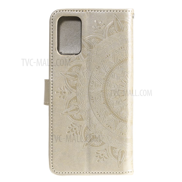 Imprint Flower Leather Wallet Phone Cover for Huawei P40 Pro - Gold-3