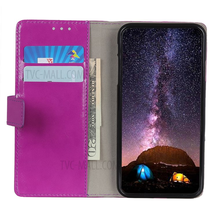 Crazy Horse Texture Wallet Leather Phone Case for Huawei Y7P/P40 Lite E - Purple-3